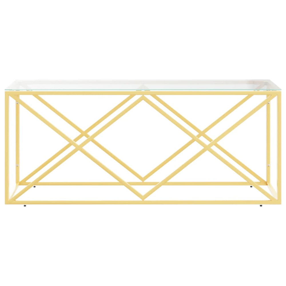 Salontafel 110x45x45 cm roestvrij staal en glas MeubelReus