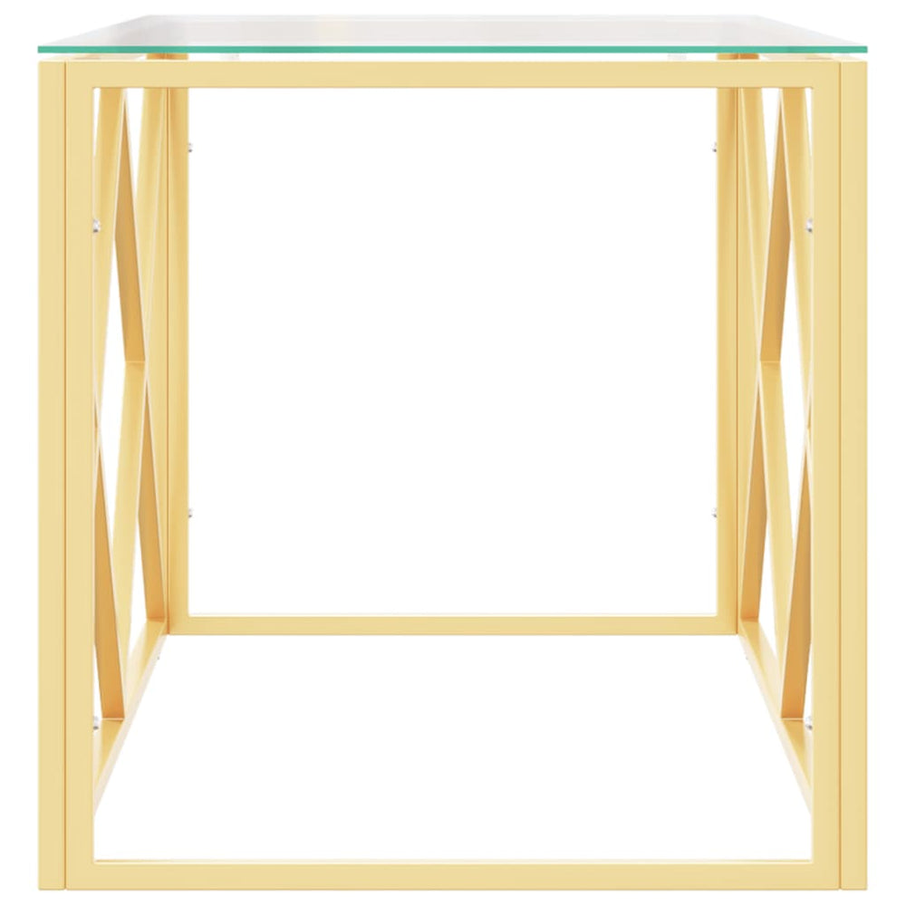 Salontafel 110x45x45 cm roestvrij staal en glas MeubelReus