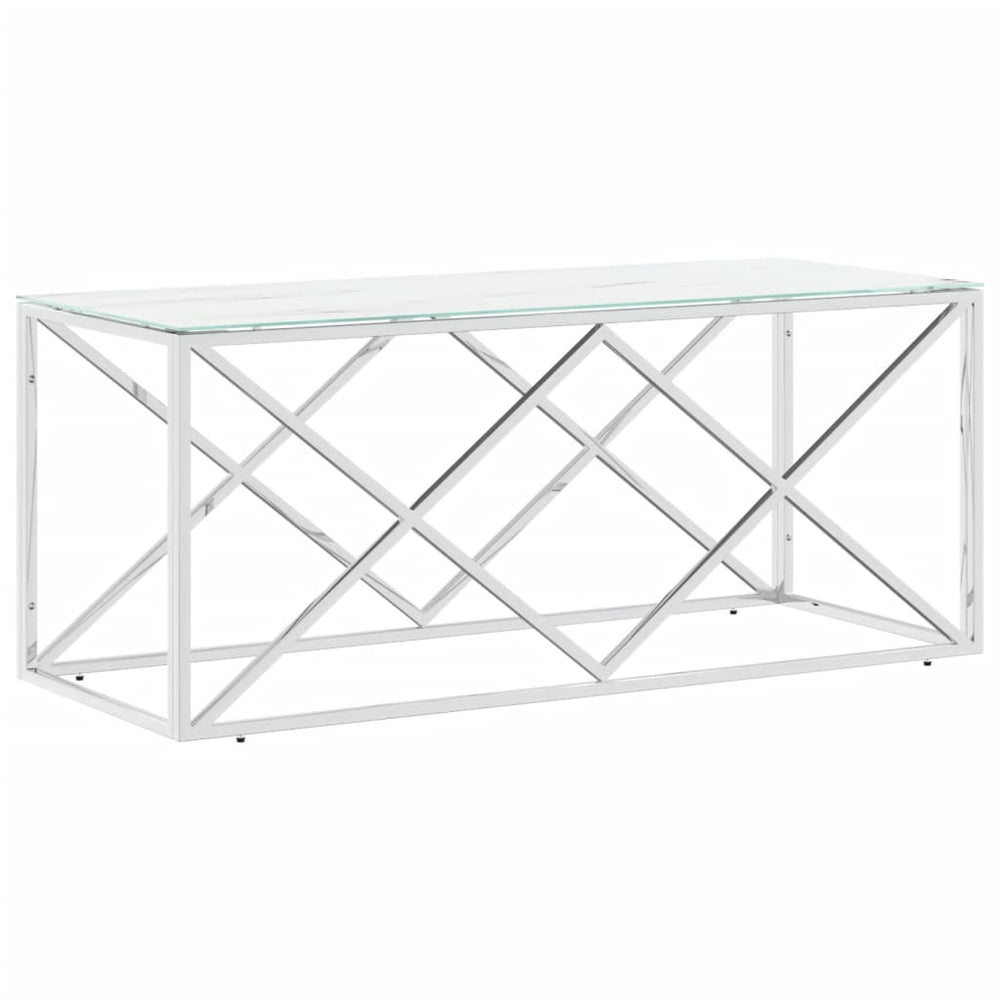 Salontafel 110x45x45 cm roestvrij staal en glas MeubelReus
