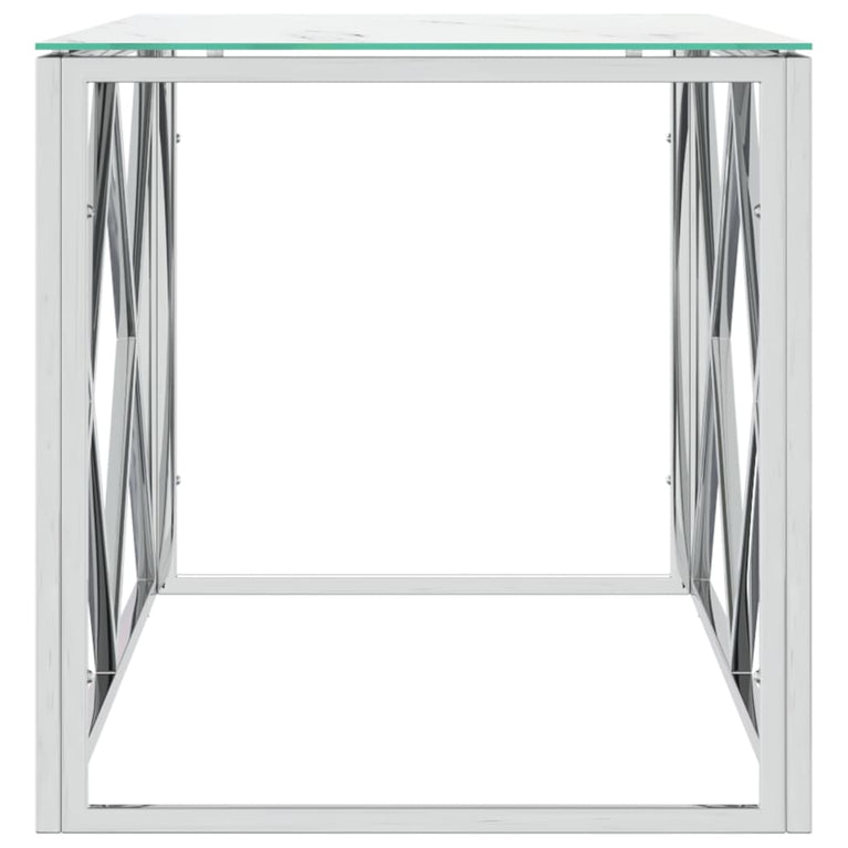 Salontafel 110x45x45 cm roestvrij staal en glas MeubelReus