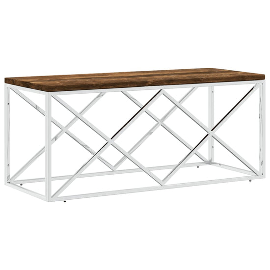 Salontafel roestvrij staal en massief hergebruikt hout MeubelReus