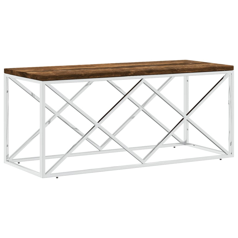 Salontafel roestvrij staal en massief hergebruikt hout MeubelReus