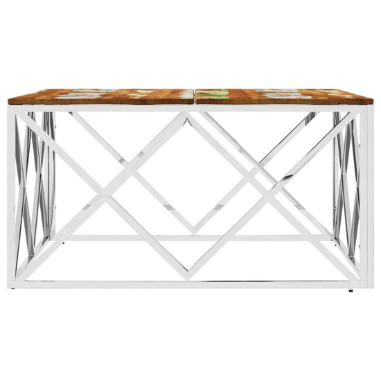 Salontafel roestvrij staal en massief gerecycled hout zilver MeubelReus