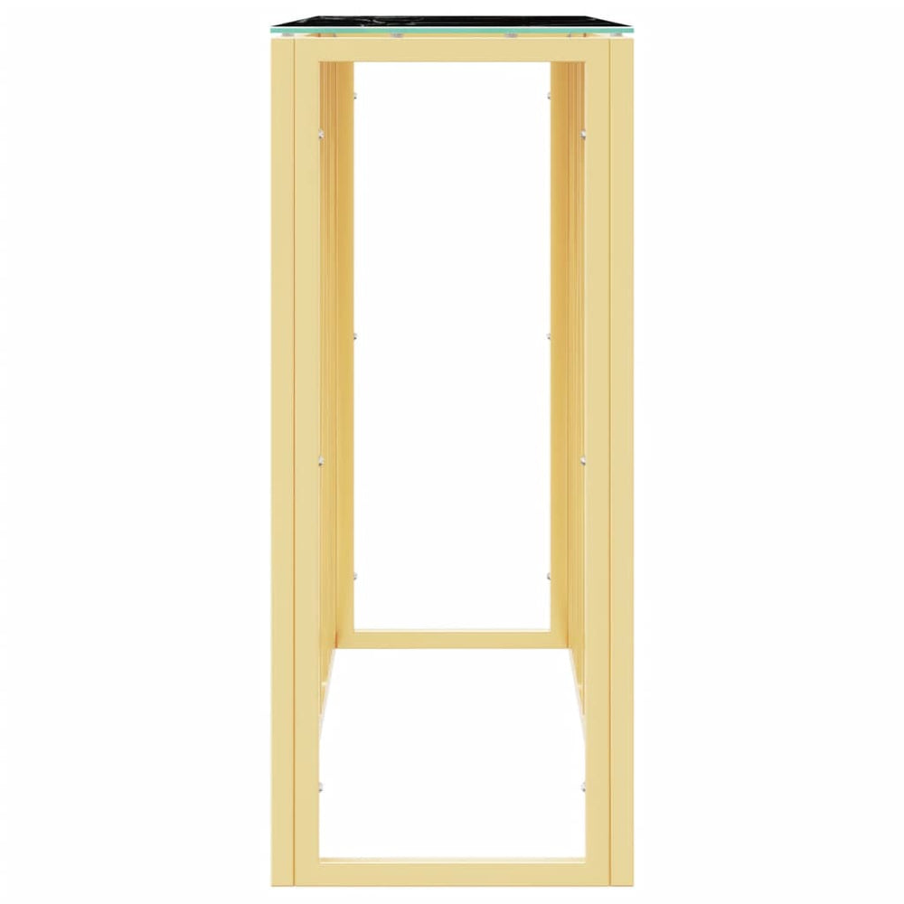 Wandtafel 110x30x70 cm roestvrij staal en glas goudkleurig MeubelReus