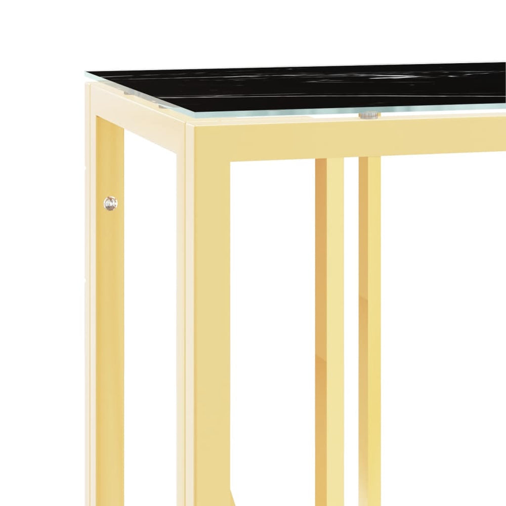Wandtafel 110x30x70 cm roestvrij staal en glas goudkleurig MeubelReus