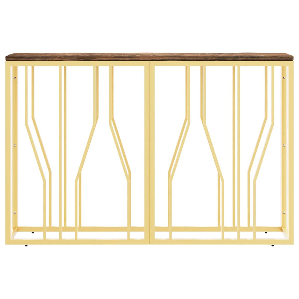 Wandtafel roestvrij staal en massief gerecycled hout goudkleur MeubelReus