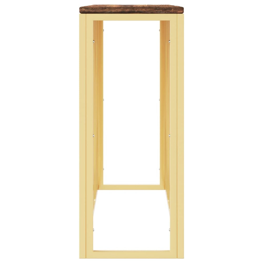 Wandtafel roestvrij staal en massief gerecycled hout goudkleur MeubelReus
