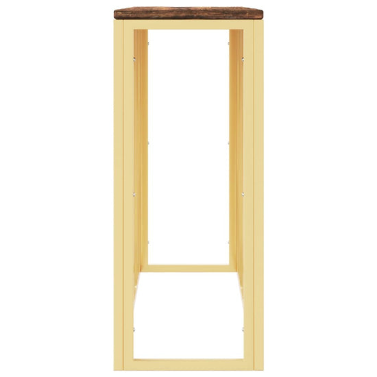 Wandtafel roestvrij staal en massief gerecycled hout goudkleur MeubelReus