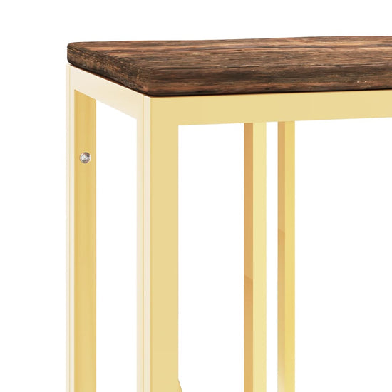 Wandtafel roestvrij staal en massief gerecycled hout goudkleur MeubelReus