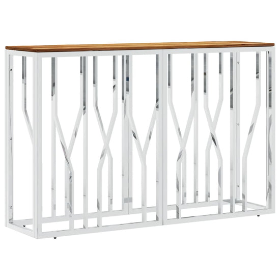 Wandtafel roestvrij staal en massief acaciahout zilverkleurig MeubelReus