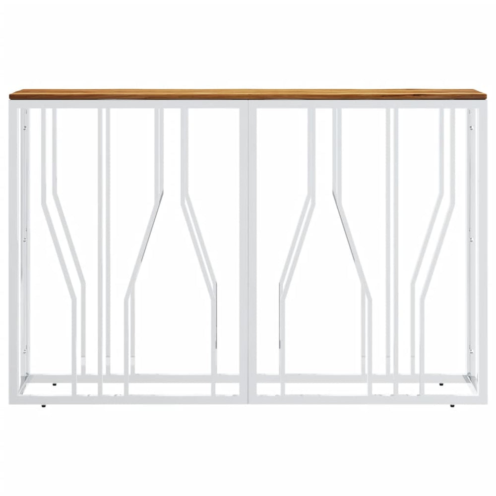 Wandtafel roestvrij staal en massief acaciahout zilverkleurig MeubelReus