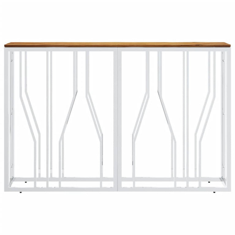 Wandtafel roestvrij staal en massief acaciahout zilverkleurig MeubelReus