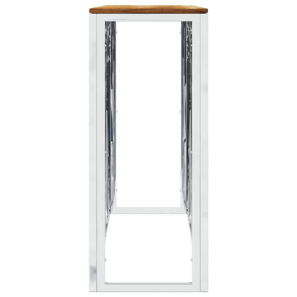 Wandtafel roestvrij staal en massief acaciahout zilverkleurig MeubelReus