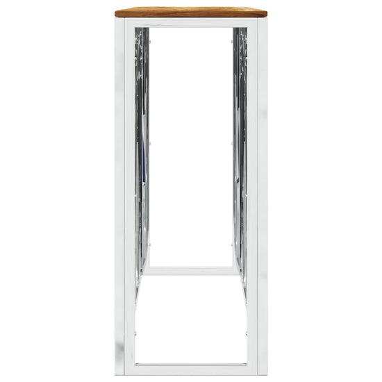 Wandtafel roestvrij staal en massief acaciahout zilverkleurig MeubelReus