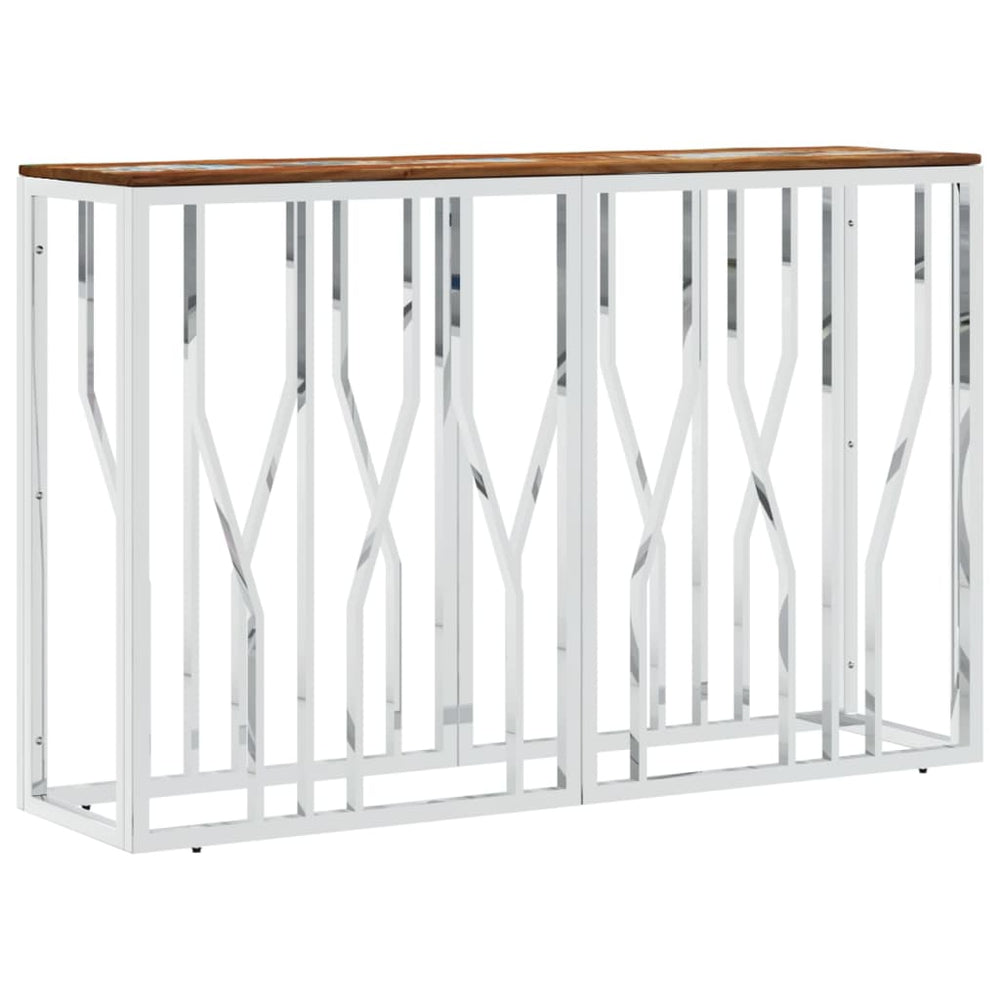 Wandtafel roestvrij staal en massief gerecycled hout zilver MeubelReus