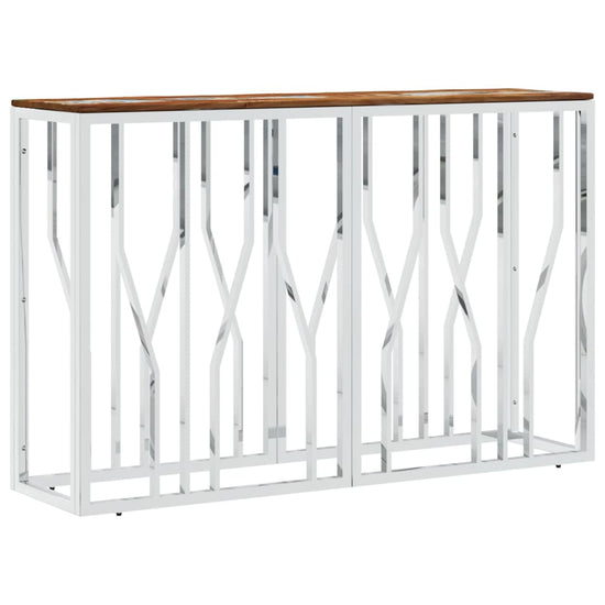 Wandtafel roestvrij staal en massief gerecycled hout zilver MeubelReus