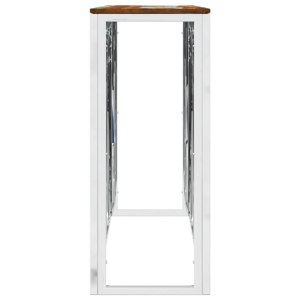 Wandtafel roestvrij staal en massief gerecycled hout zilver MeubelReus