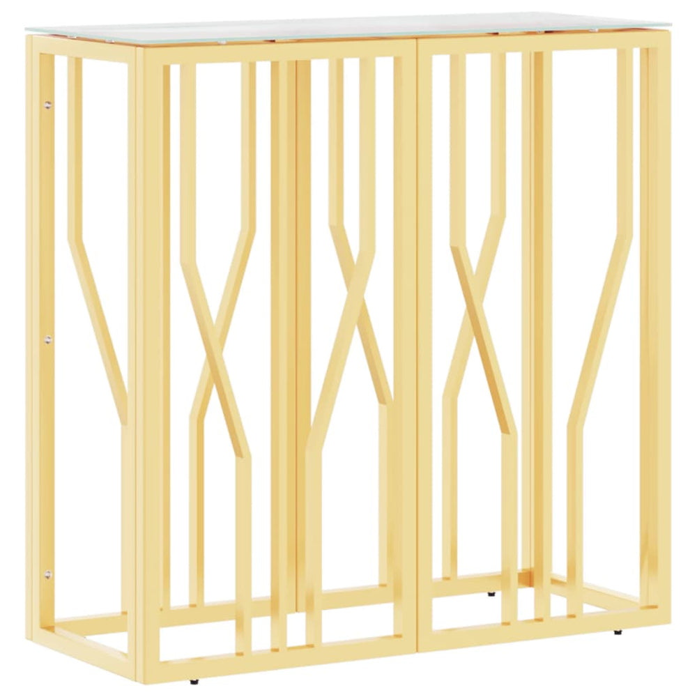 Wandtafel 70x30x70 cm roestvrij staal en glas goudkleurig MeubelReus