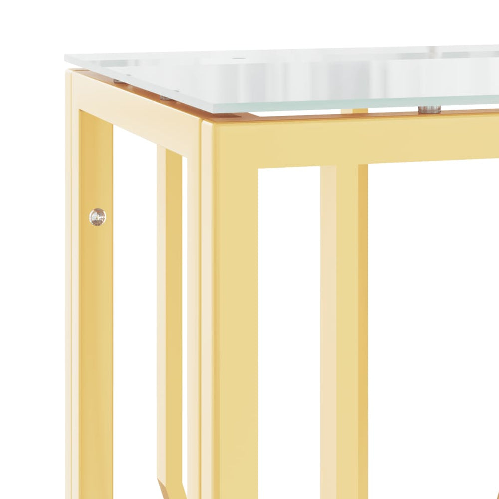 Wandtafel 70x30x70 cm roestvrij staal en glas goudkleurig MeubelReus
