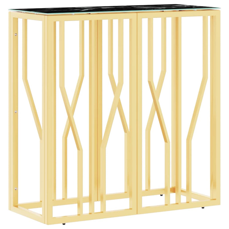 Wandtafel 70x30x70 cm roestvrij staal en glas goudkleurig MeubelReus