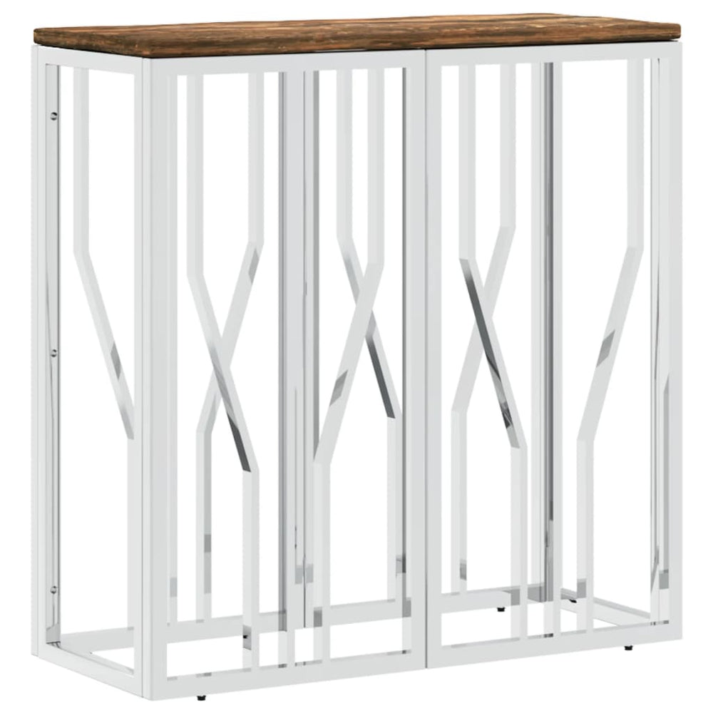 Wandtafel roestvrij staal en massief gerecycled hout zilver MeubelReus