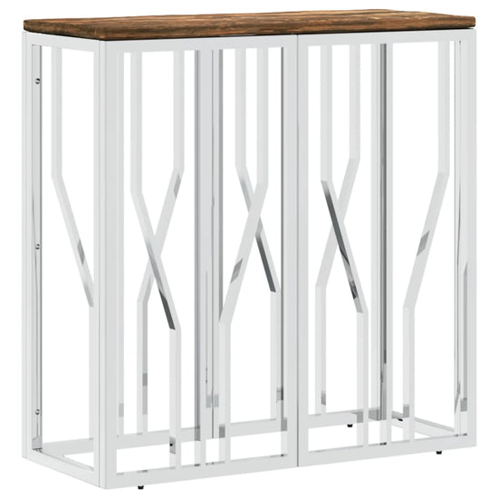 Wandtafel roestvrij staal en massief gerecycled hout zilver MeubelReus
