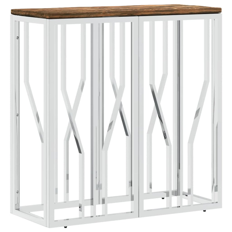 Wandtafel roestvrij staal en massief gerecycled hout zilver MeubelReus
