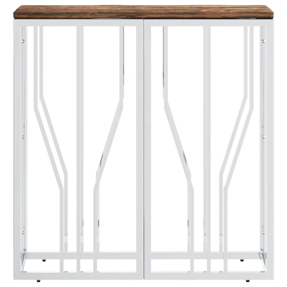 Wandtafel roestvrij staal en massief gerecycled hout zilver MeubelReus