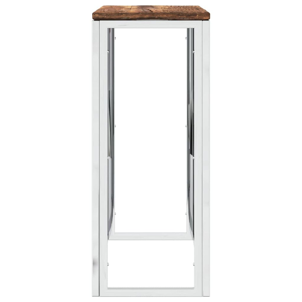 Wandtafel roestvrij staal en massief gerecycled hout zilver MeubelReus