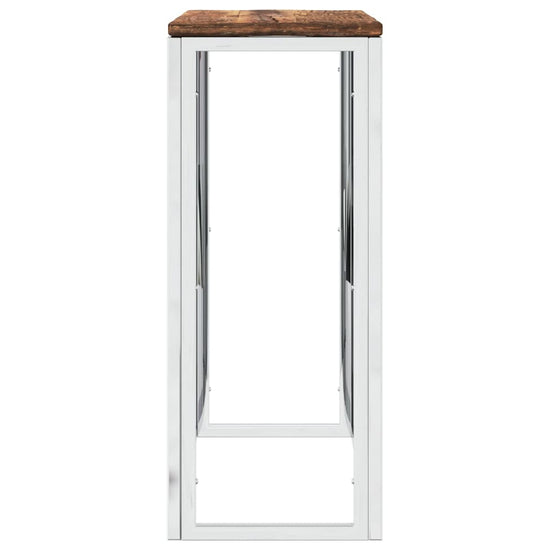 Wandtafel roestvrij staal en massief gerecycled hout zilver MeubelReus