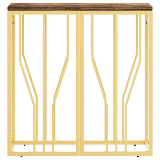 Wandtafel roestvrij staal en massief gerecycled hout goudkleur MeubelReus