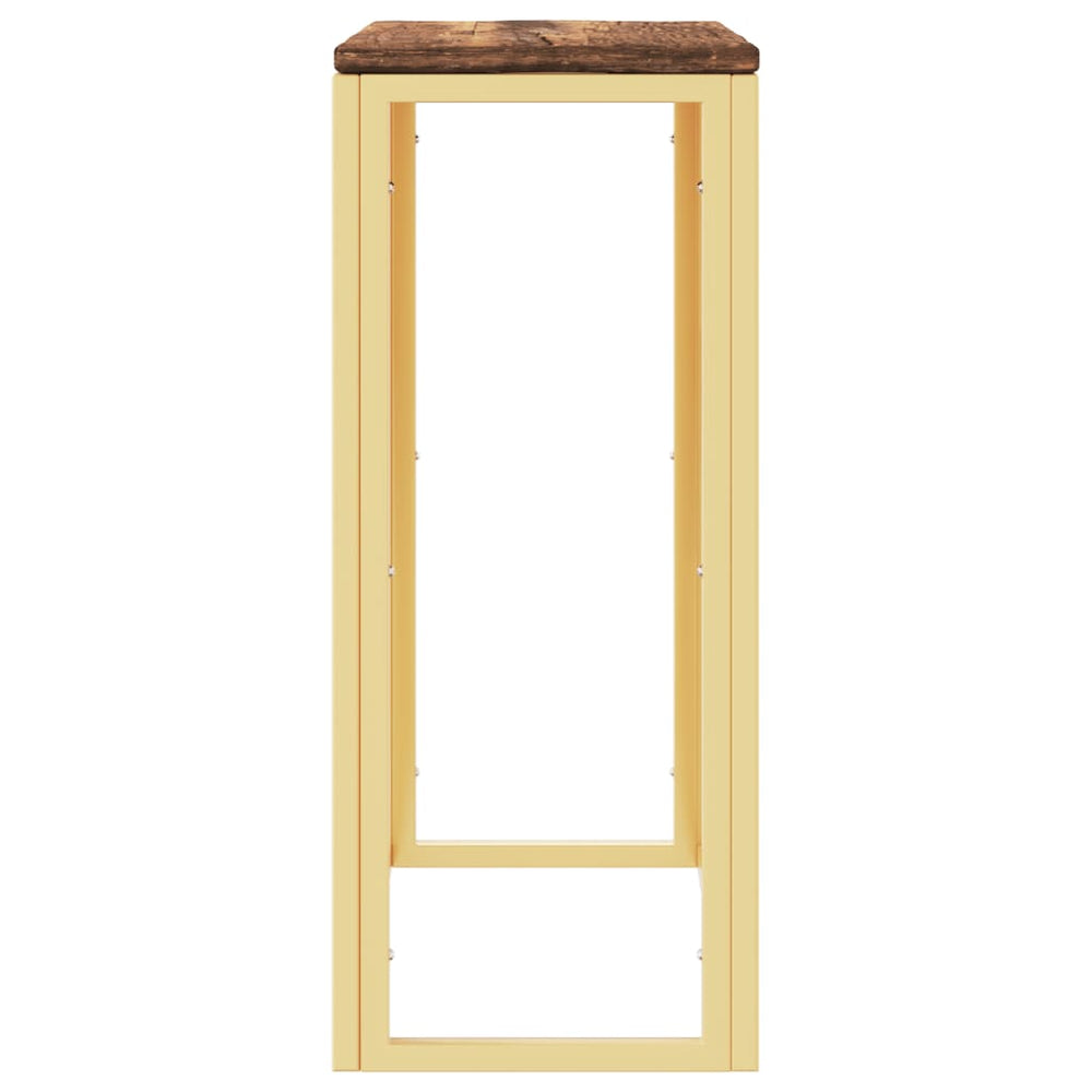 Wandtafel roestvrij staal en massief gerecycled hout goudkleur MeubelReus