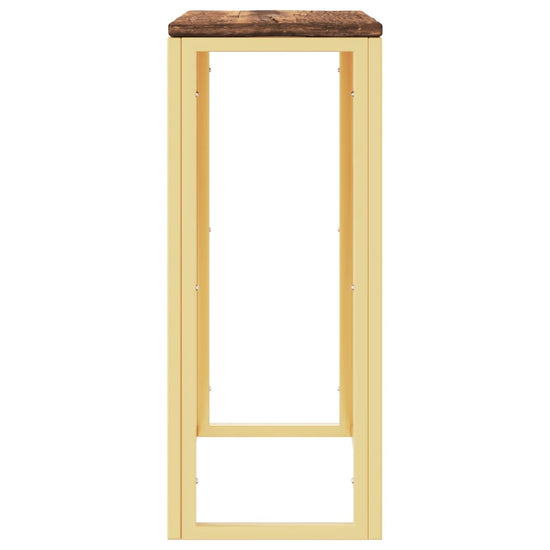 Wandtafel roestvrij staal en massief gerecycled hout goudkleur MeubelReus