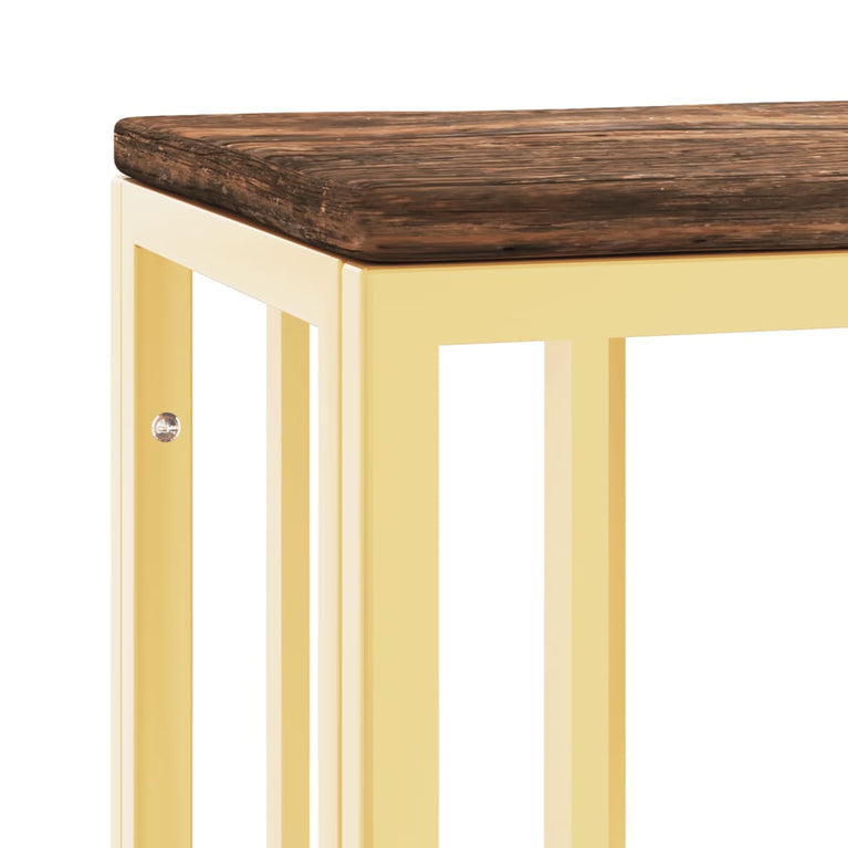 Wandtafel roestvrij staal en massief gerecycled hout goudkleur MeubelReus