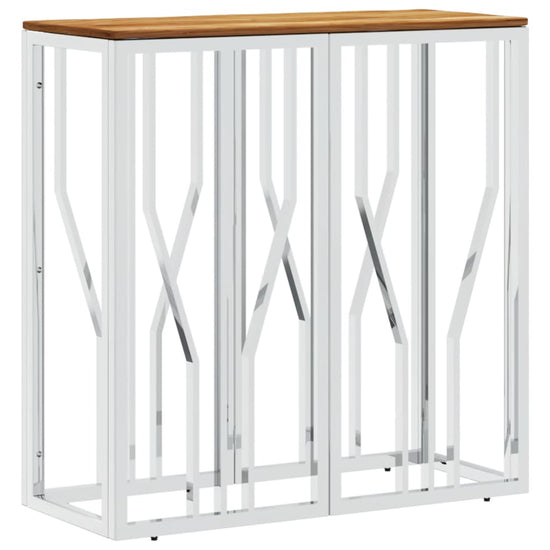 Wandtafel roestvrij staal en massief acaciahout zilverkleurig MeubelReus