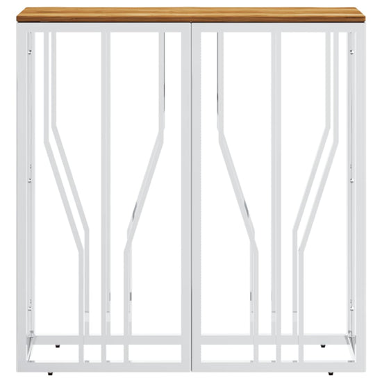 Wandtafel roestvrij staal en massief acaciahout zilverkleurig MeubelReus
