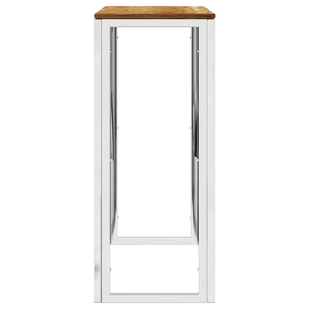 Wandtafel roestvrij staal en massief acaciahout zilverkleurig MeubelReus