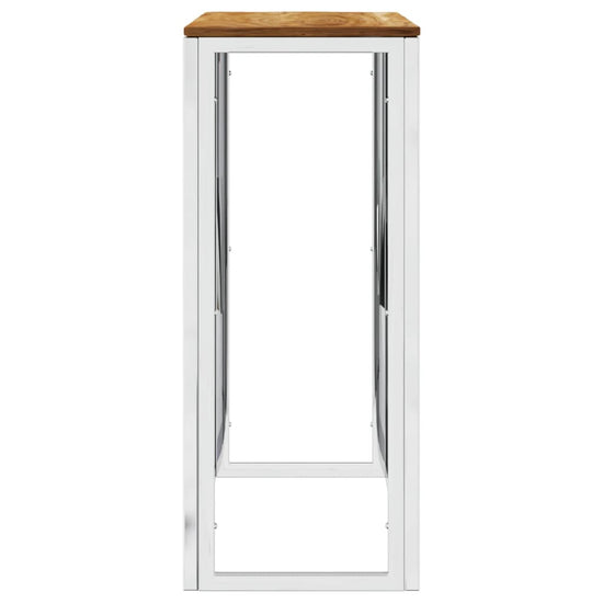 Wandtafel roestvrij staal en massief acaciahout zilverkleurig MeubelReus
