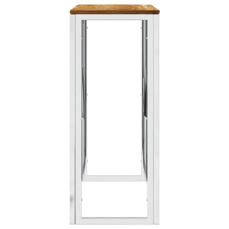 Wandtafel roestvrij staal en massief acaciahout zilverkleurig MeubelReus