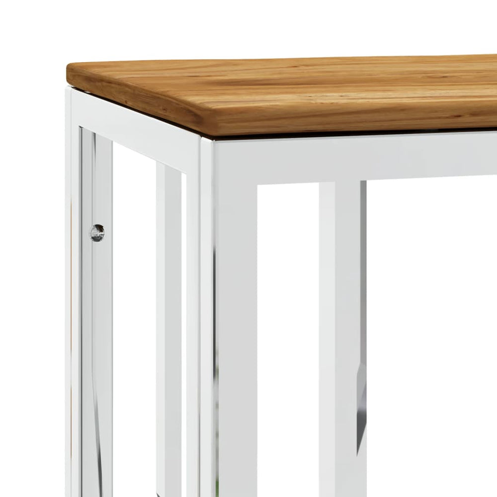 Wandtafel roestvrij staal en massief acaciahout zilverkleurig MeubelReus