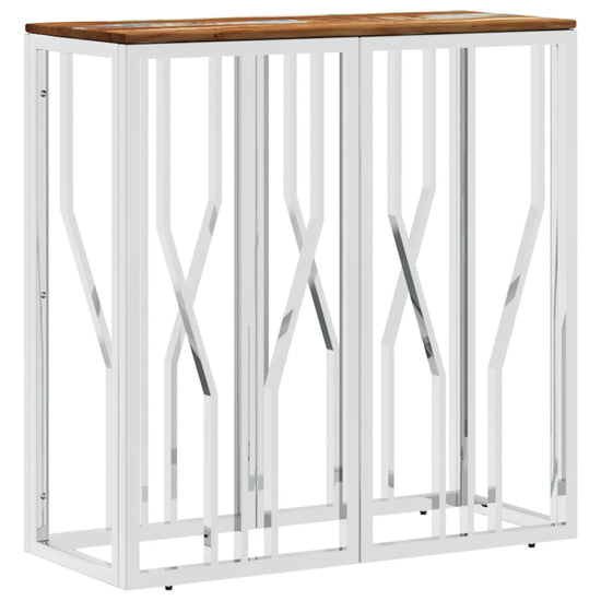 Wandtafel roestvrij staal en massief gerecycled hout zilver MeubelReus