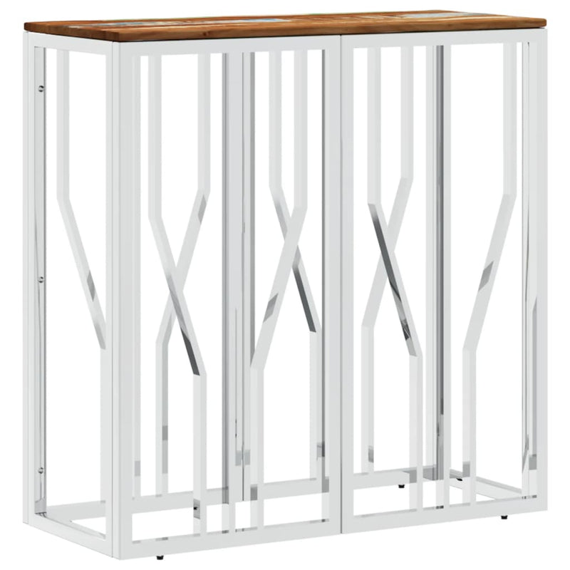Wandtafel roestvrij staal en massief gerecycled hout zilver MeubelReus