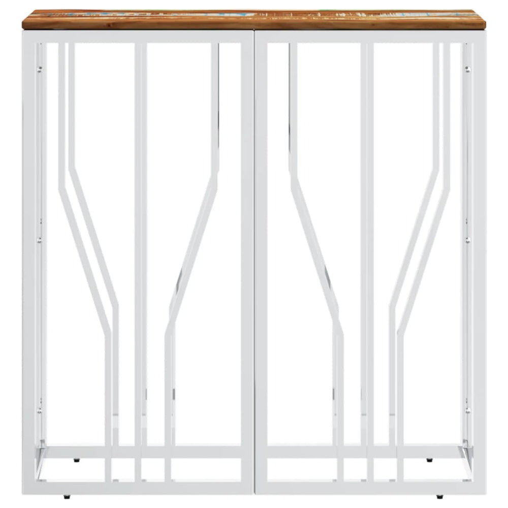 Wandtafel roestvrij staal en massief gerecycled hout zilver MeubelReus