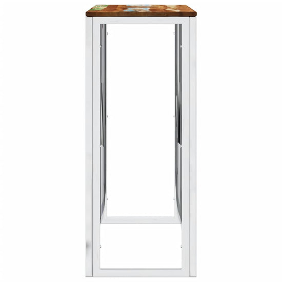 Wandtafel roestvrij staal en massief gerecycled hout zilver MeubelReus