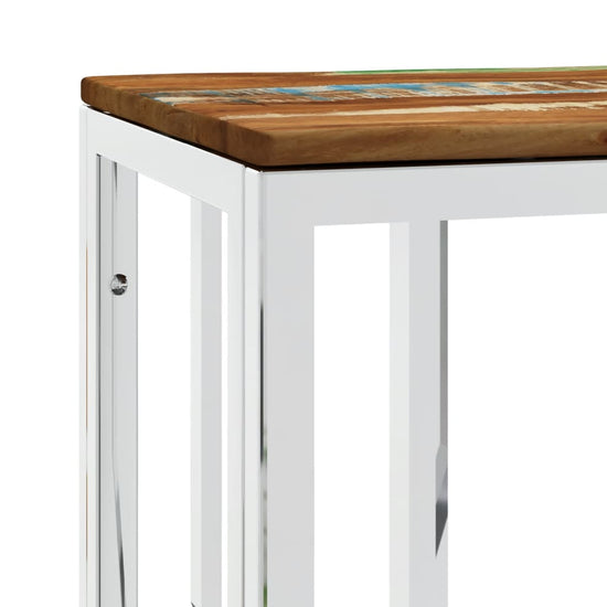 Wandtafel roestvrij staal en massief gerecycled hout zilver MeubelReus
