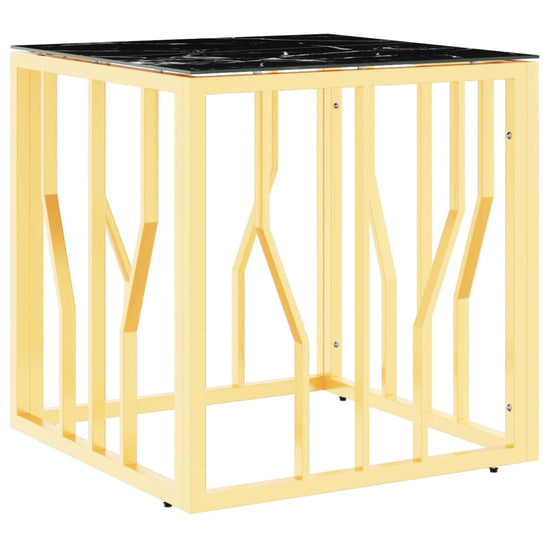 Salontafel 50x50x50 cm roestvrij staal en glas goudkleurig MeubelReus