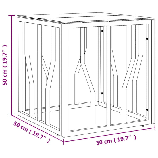 Salontafel 50x50x50 cm roestvrij staal en glas goudkleurig MeubelReus