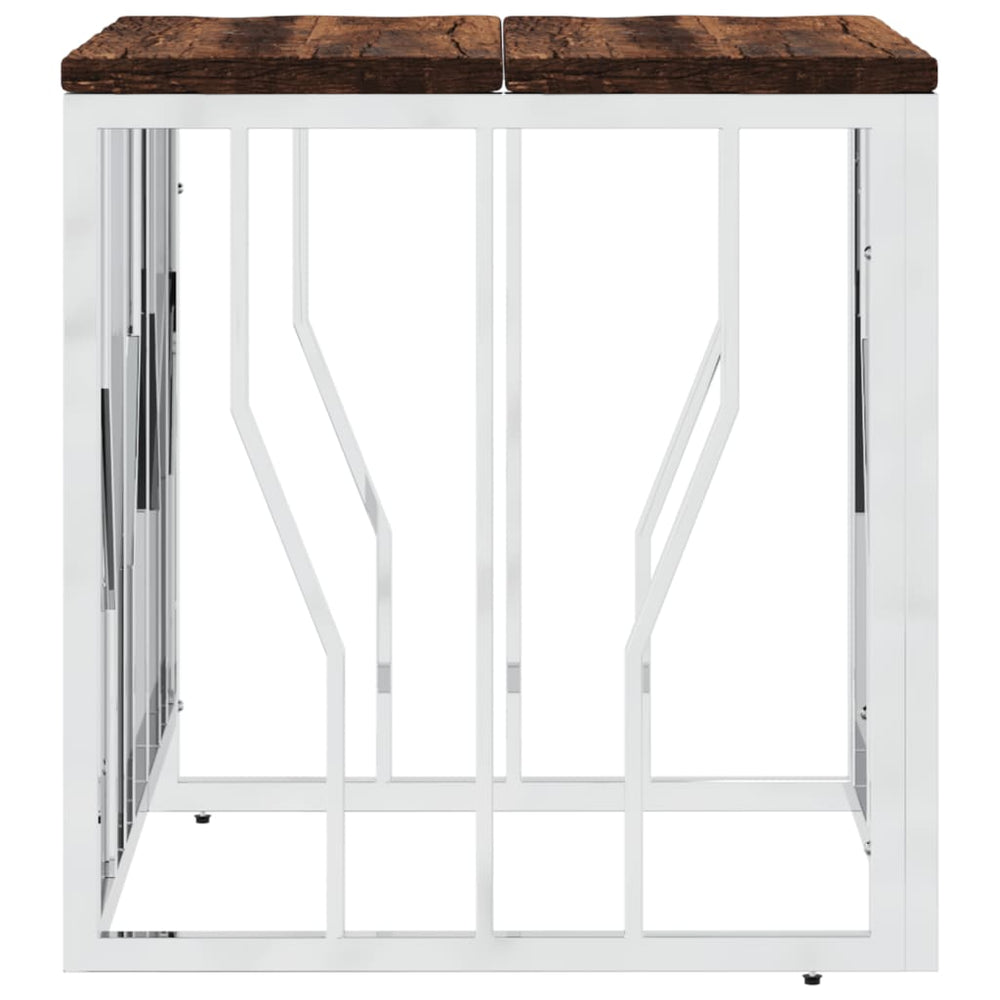 Salontafel roestvrij staal en massief gerecycled hout zilver MeubelReus