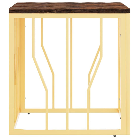 Salontafel roestvrij staal en massief gerecycled hout goudkleur MeubelReus