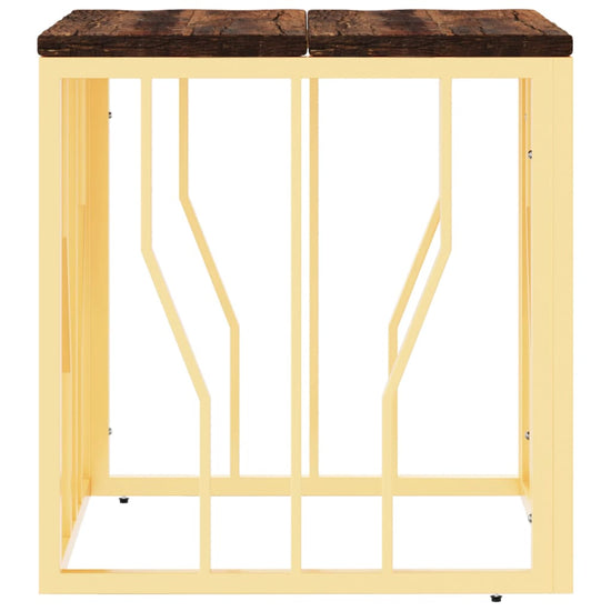 Salontafel roestvrij staal en massief gerecycled hout goudkleur MeubelReus